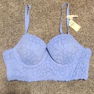 Aerie Light Blue Floral Lace Bra